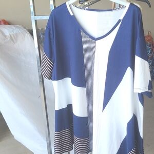 Stylish Blue and White Women's Top
